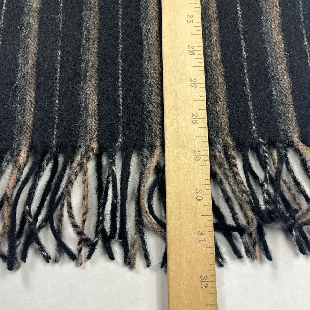 Lambswool Winter Scarf Soft Cozy Knit Striped Fringe Fall Winter Unisex 63”x12”